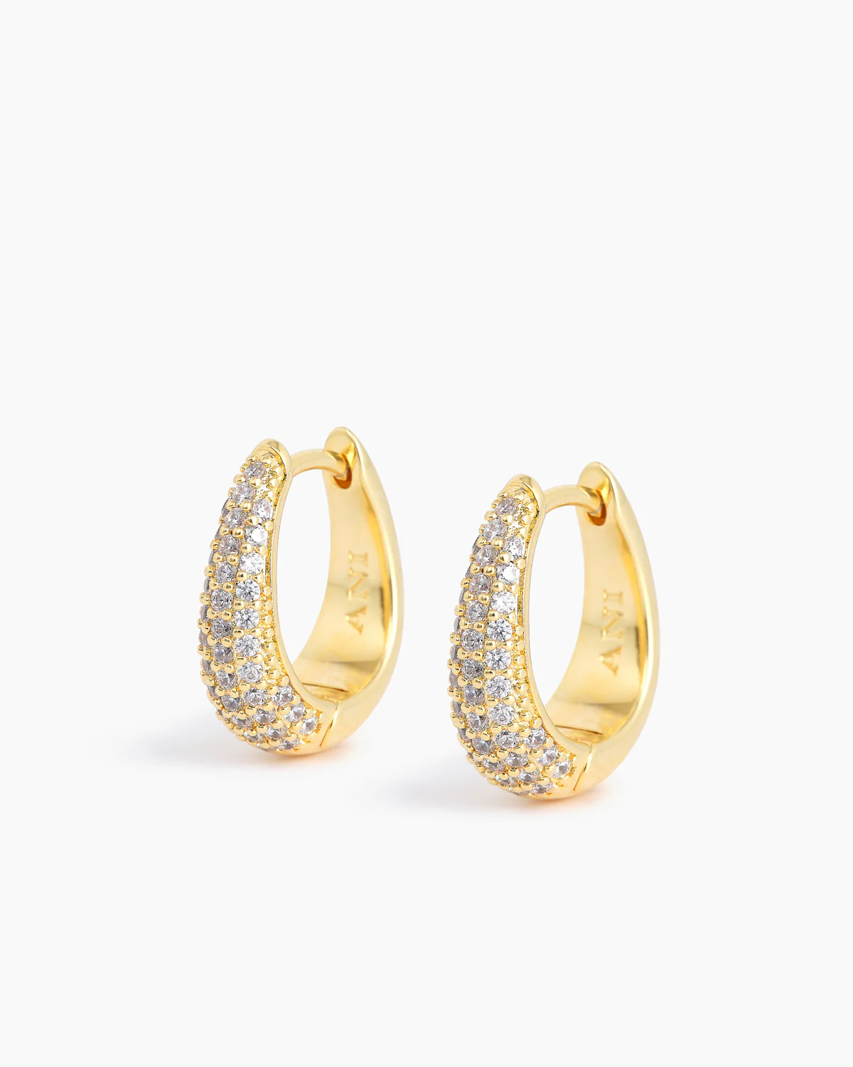 Pavé Ellipse Earrings Gold - Image 3