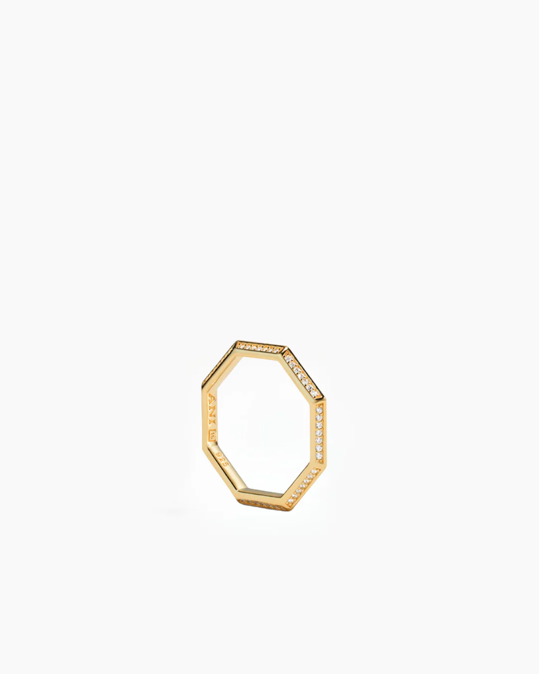 Pavé Triangle Octagon Ring Gold - Image 3