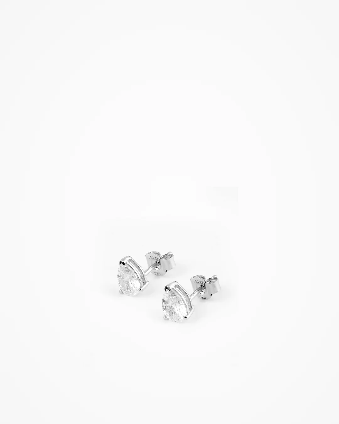 Pear Studs Large Silver - Image 3