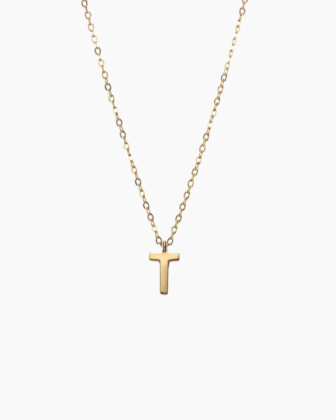 Plain Letter Necklace Gold - Image 24