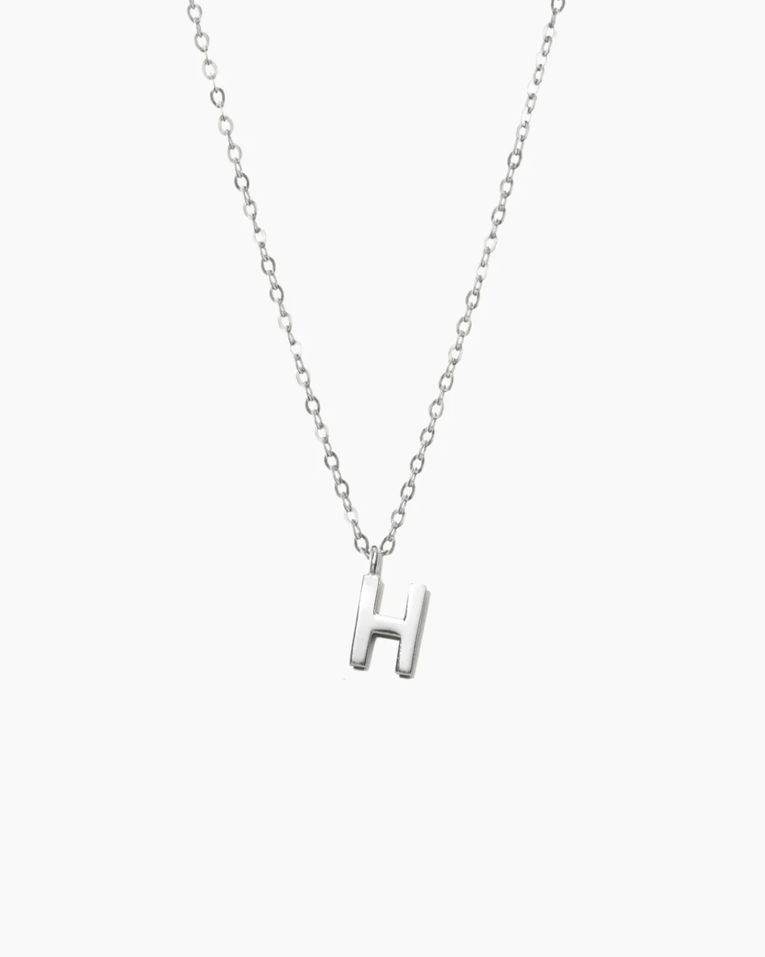 Plain Letter Necklace Silver - Image 10