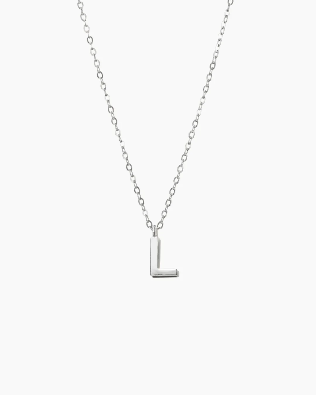 Plain Letter Necklace Silver - Image 14