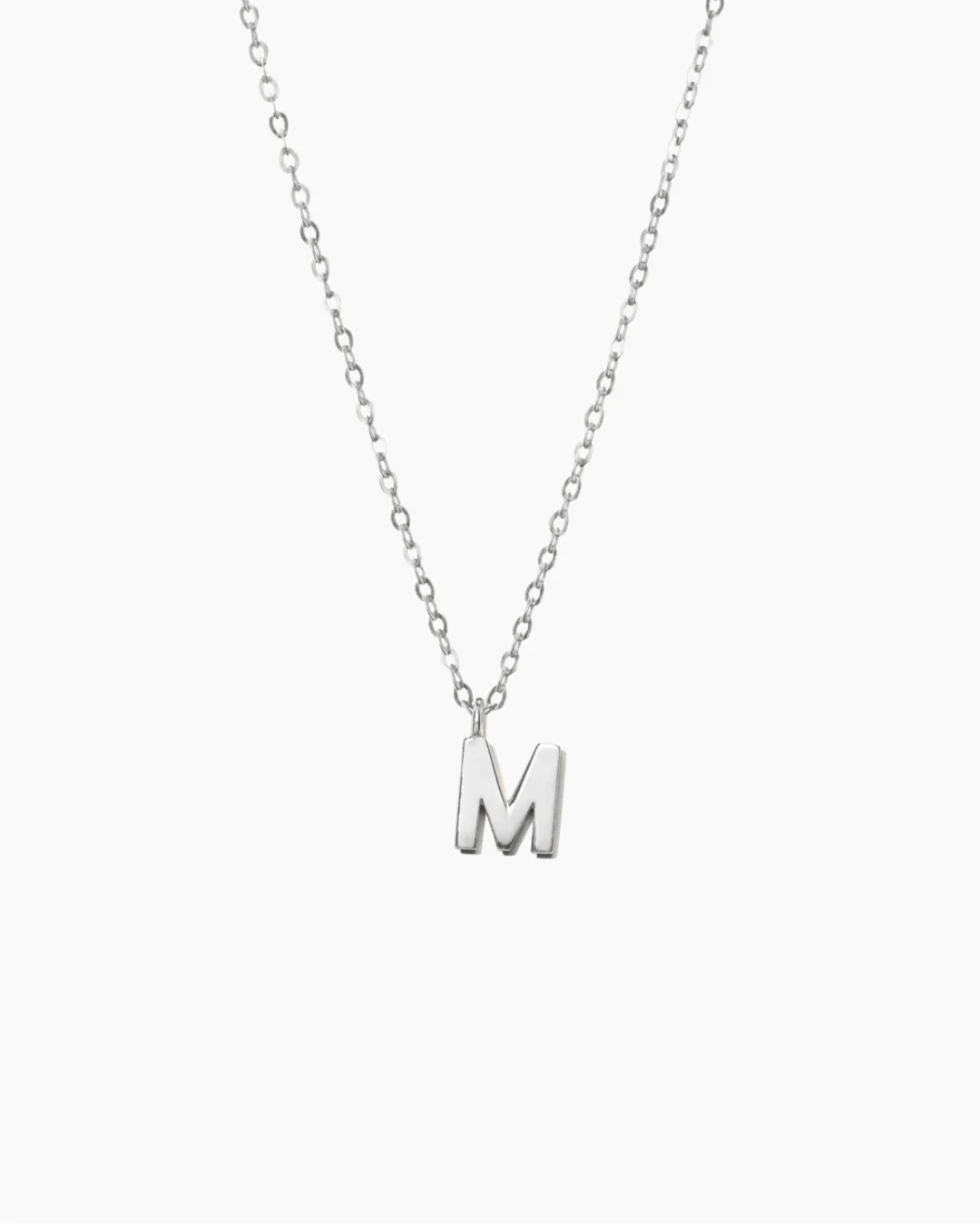 Plain Letter Necklace Silver - Image 15