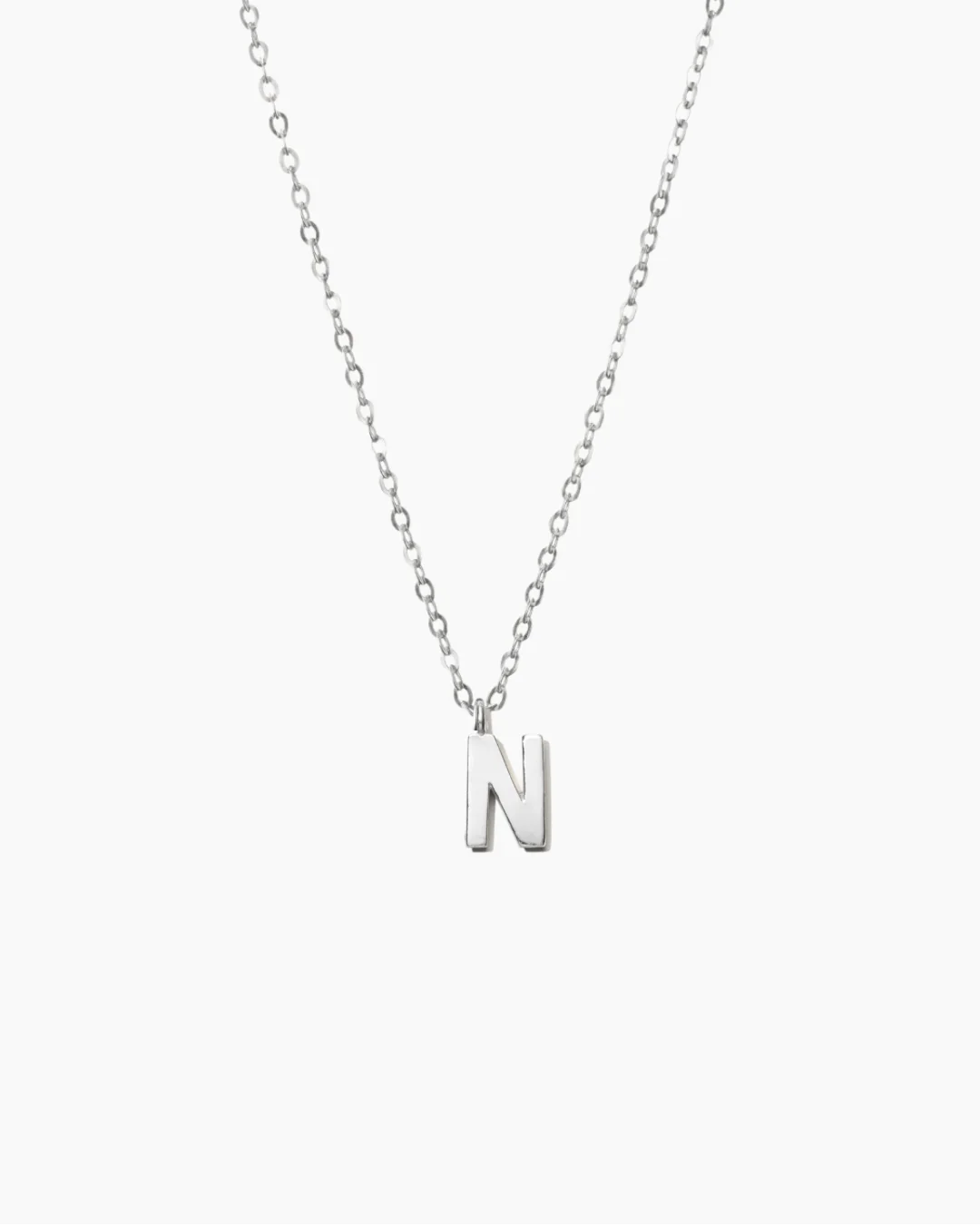 Plain Letter Necklace Silver - Image 16