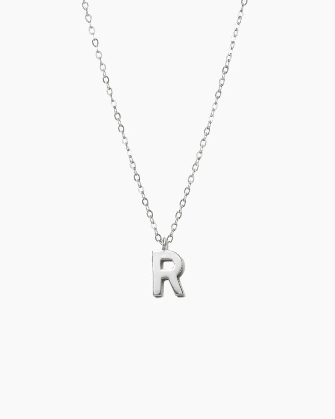 Plain Letter Necklace Silver - Image 20