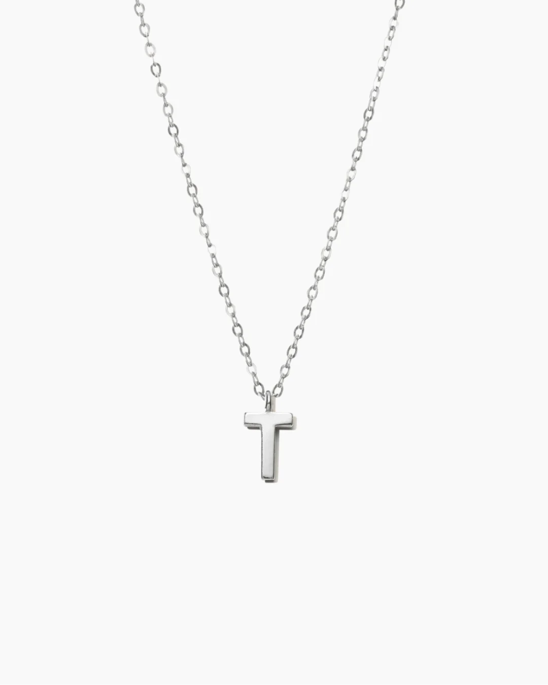 Plain Letter Necklace Silver - Image 22