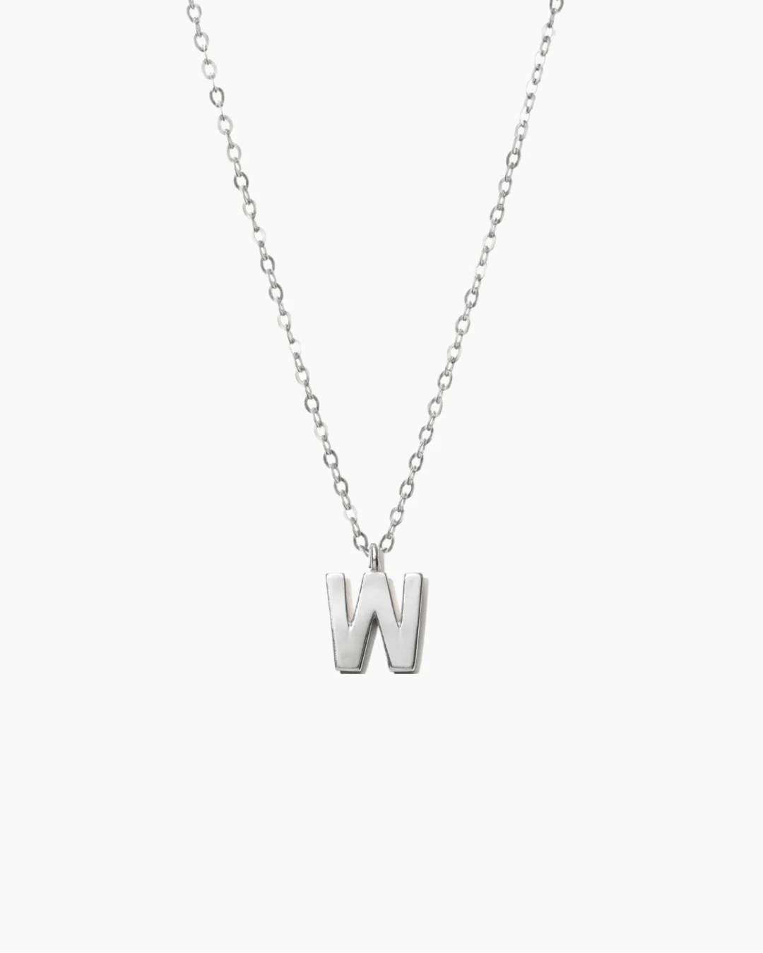 Plain Letter Necklace Silver - Image 25