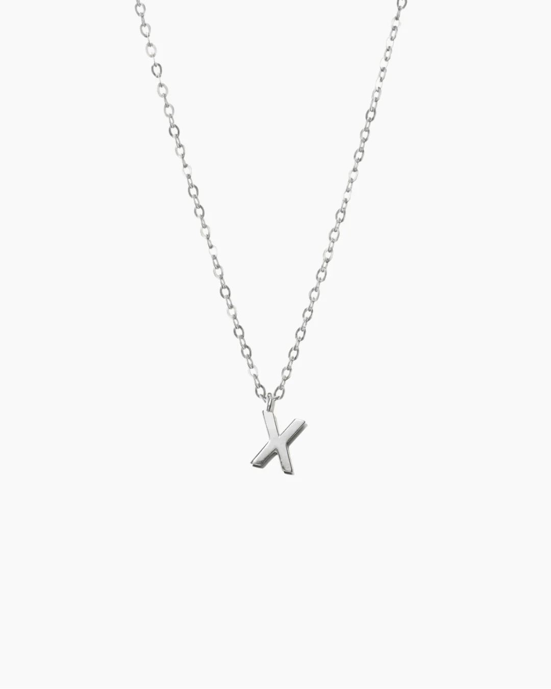 Plain Letter Necklace Silver - Image 26