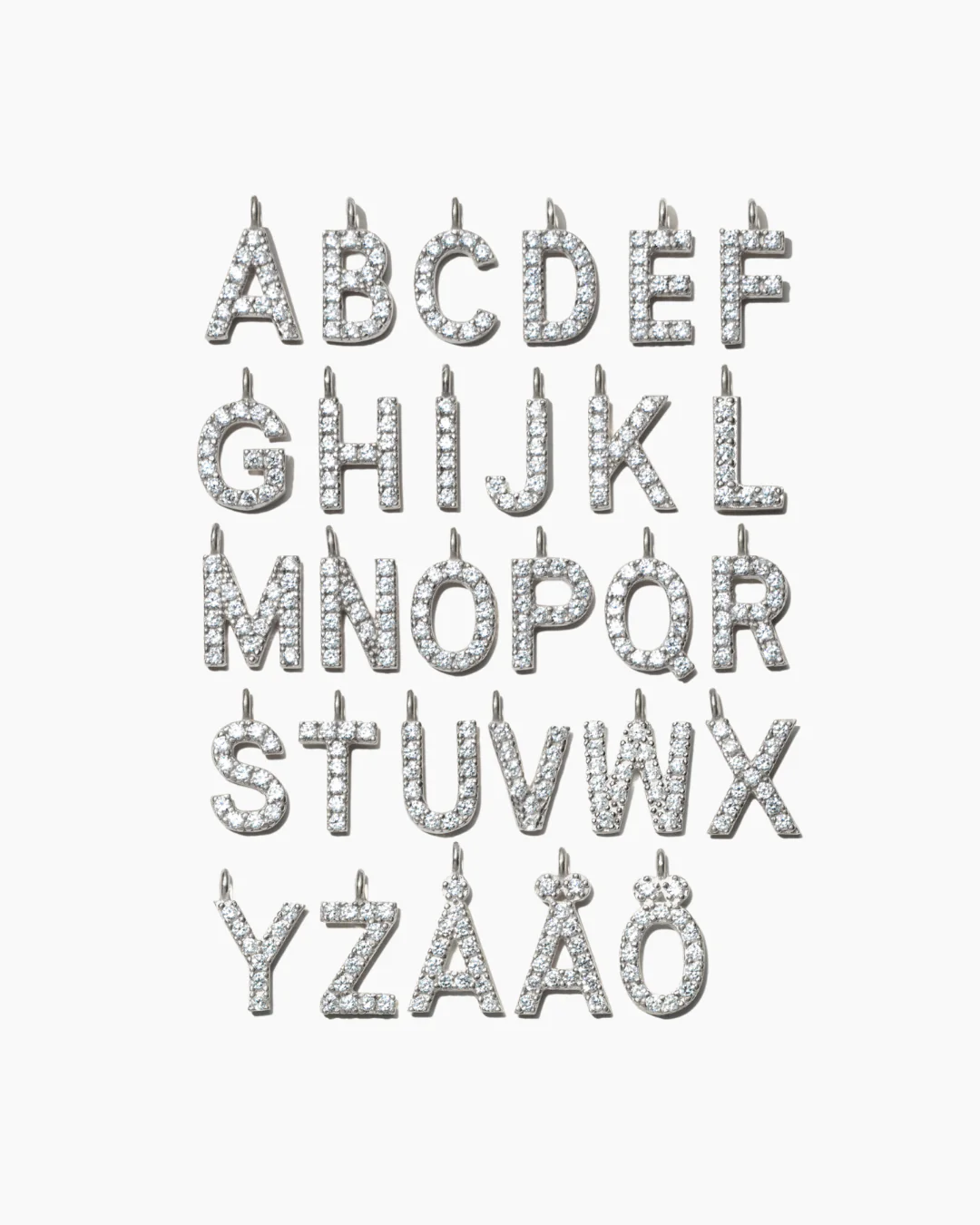 Stone Letter Charm Necklace Silver - Image 3