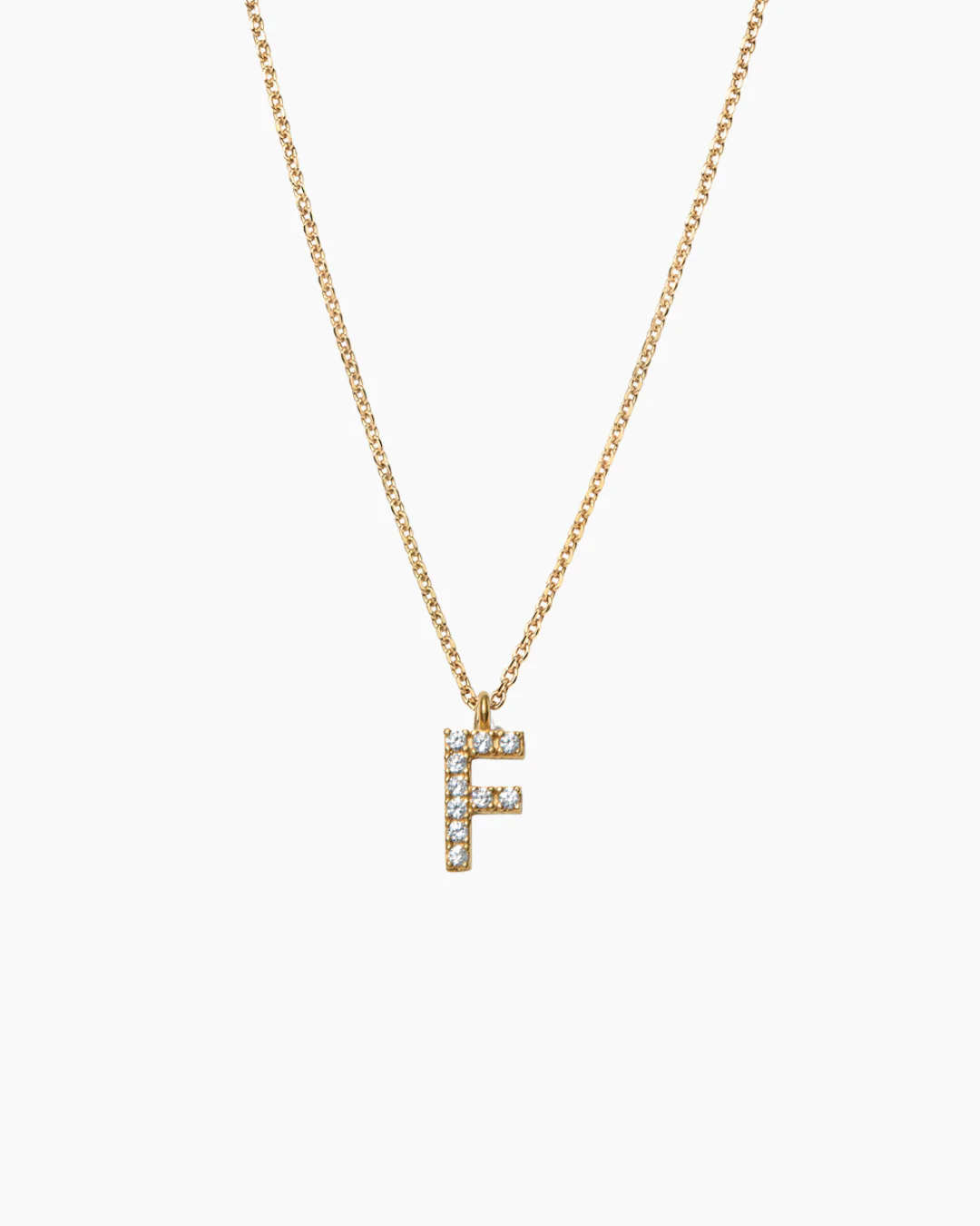 Stone Letter Necklace Gold - Image 10
