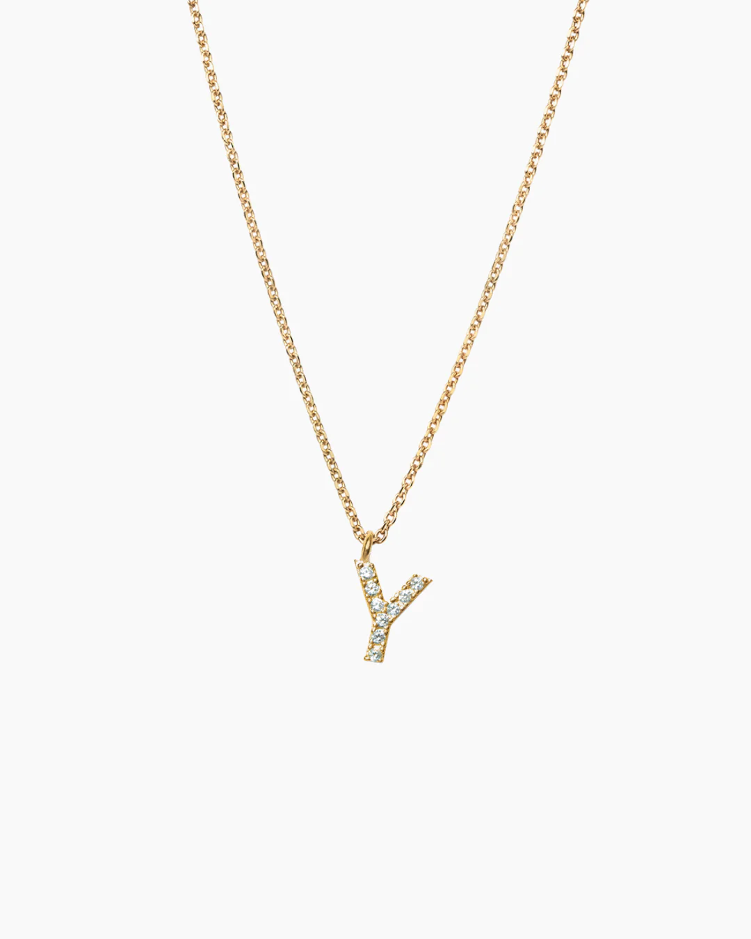 Stone Letter Necklace Gold - Image 29