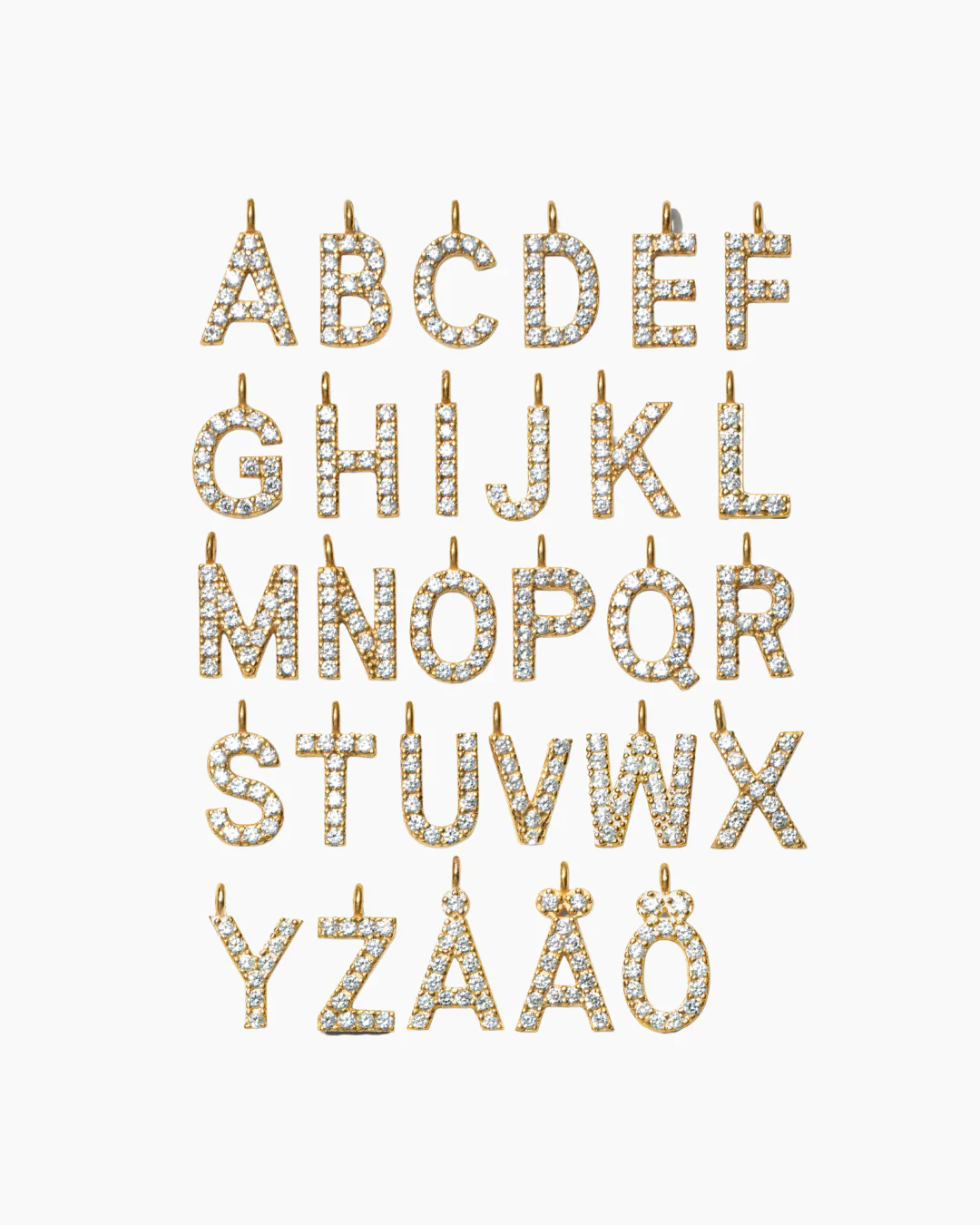 Stone Letter Necklace Gold - Image 3