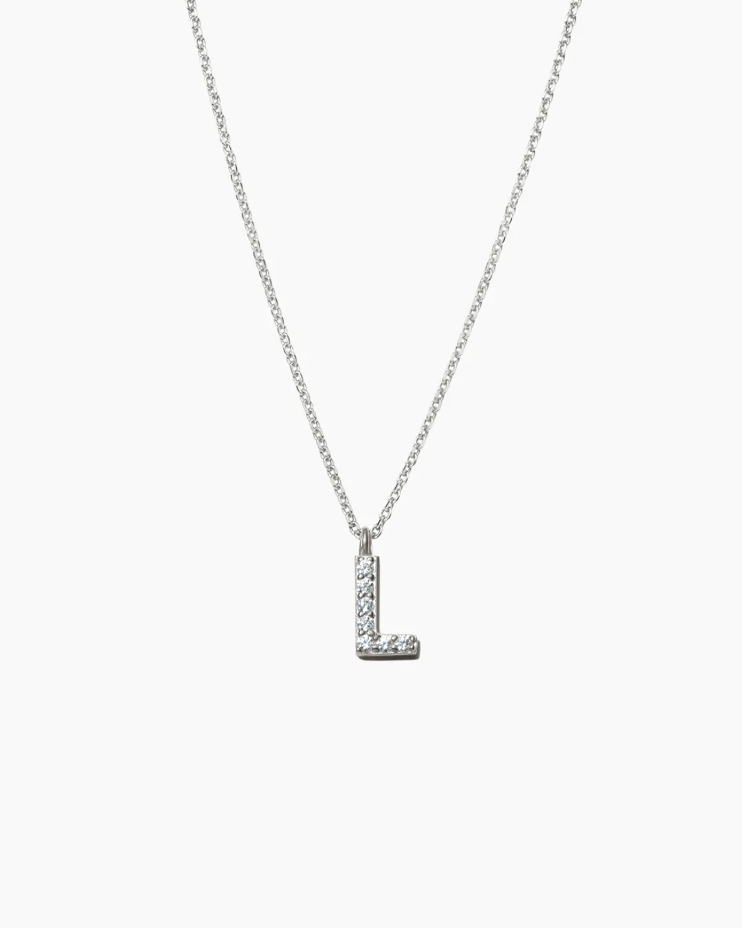 Stone Letter Necklace Silver - Image 15