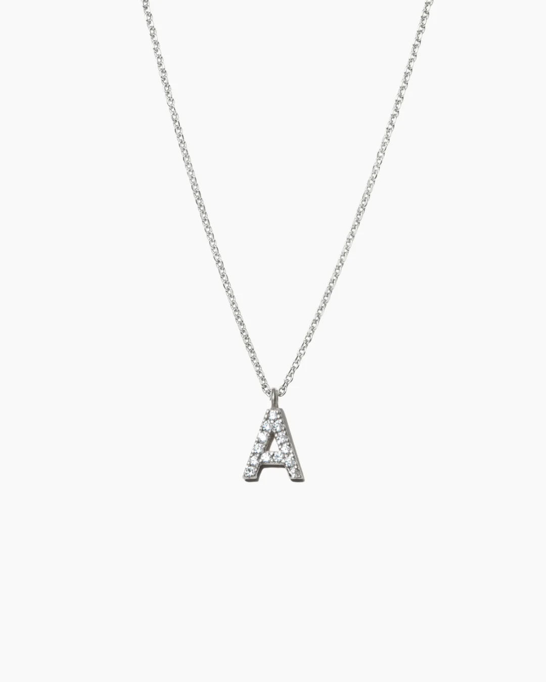 Stone Letter Necklace Silver - Image 33
