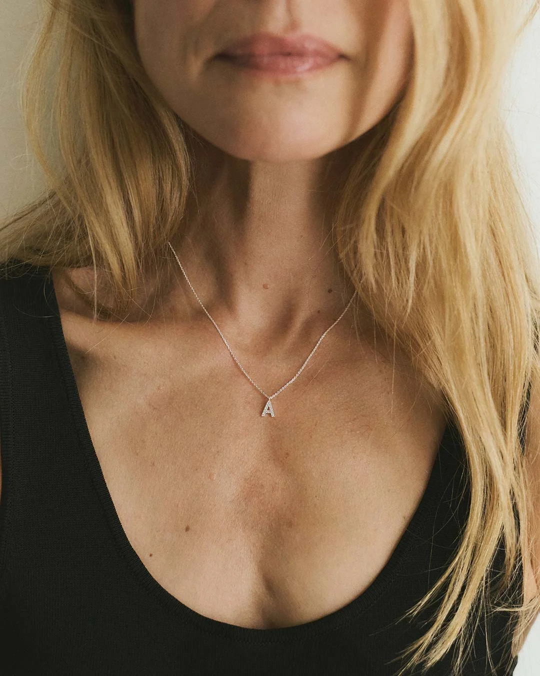 Stone Letter Necklace Silver - Image 4